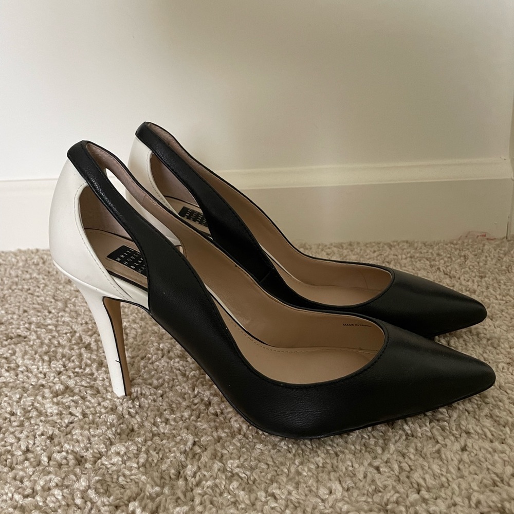 Black and white heels